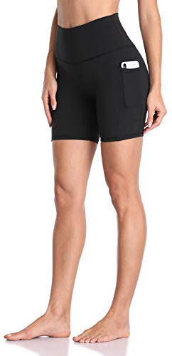Colorfulkoala Women's High Waisted Biker Shorts with Pockets 6 Inseam Workout & Yoga Tights (M, Black)