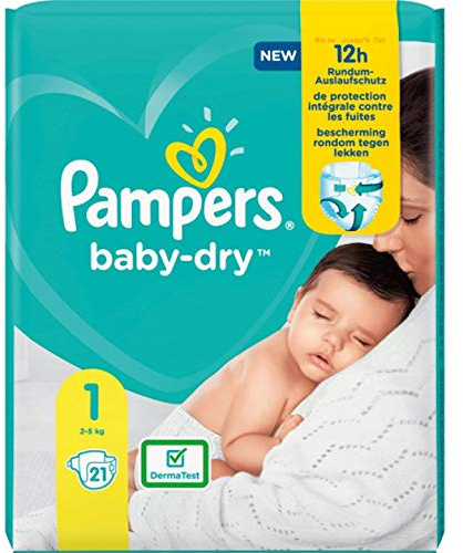 Pampers Babytorr storlek 1, 21 blöjor, upp till 12 timmar allroundläckageskydd, 2–5 kg