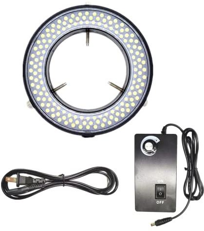 Microscope 144 Led Ring Light Adjustable Illuminator,Microscope Light Source for Lab Stereo,with Industry Power Adapter for Eg-sm Eyepiece Eyeshields Or Eye-Guards (Black)