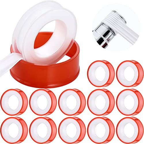Xiatiaosann Ruban d'Étanchéité Industriel PTFE Ruban de Plombier Pour Tuyaux, Téflon Rouleaux Étanches à l'Eau Blanc,12mm x 18m, 0.1 mm Épais, 12 Pièces