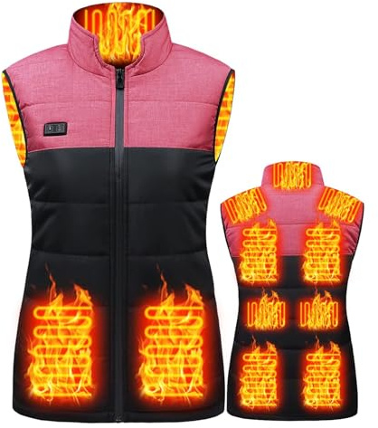 joyvio Beheizbare Weste für Männer und Frauen, leichte Heizjacken zum Skifahren, Eisfischen, Jagen (Color : Pink, Size : S)
