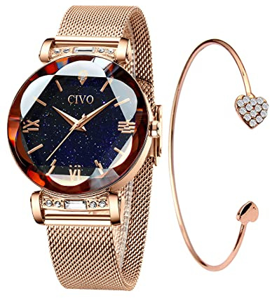 CIVO Montre Femme Bracelet Acier Inoxydable Montre Quartz pour Femme pour Travail Cérémonie