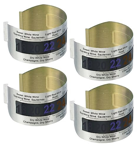 PATIKIL Wine Bottle Thermometer,4 Pcs Wine Temperature Bracelet Stainless Steel Digital Temperature Display for Beer Wine Fermentation, 4-24℃