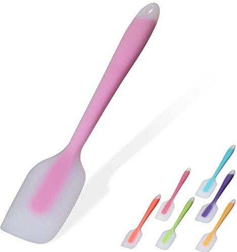 Silicone Spatula, Spatulas for Cooking 450°F Heat Resistant Seamless Rubber Spatulas Non-Stick Silicone Kitchen Utensils for Cooking, Baking and Mixing, Dishwasher Safe (Pink)