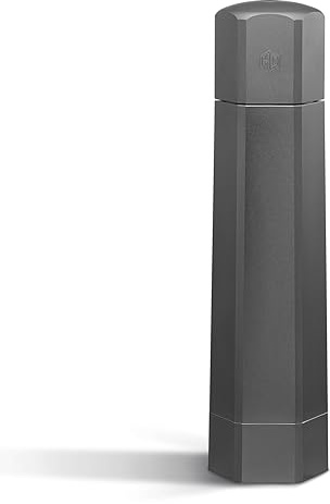 HexClad HexMill Salt Grinder, Professional Grade Heavy-Duty, Refillable, Aluminum Gunmetal Gray, Adjustable Ten Grind Settings