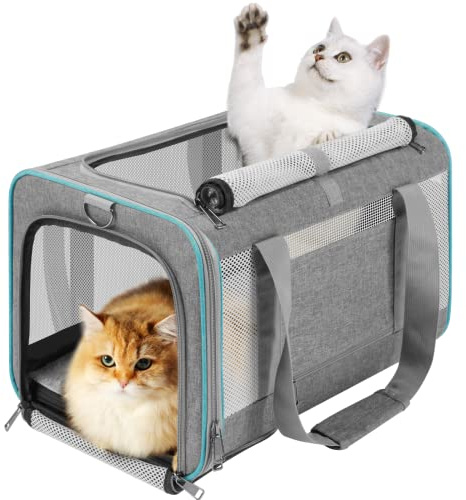GAPZER Pet Carrier for Large Cats 20 lbs+ / Soft Sided Small Dog Travel Carriers Top Load/Collapsible Carrier Bag for Big Cat / 2 Kittens Sturdy Transport Carriers Long Trips/Medium Cats 15 pounds