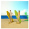 Super Idee Urlauber Paar Dekofigur Mann + Frau 8 cm in Badekleidung mit Surfbrett Sommer Strand Urlaub zum Dekorieren Basteln von Geschenkdeko zum Thema Urlaub Freizeit Erholung Hochzeit (Gelb)
