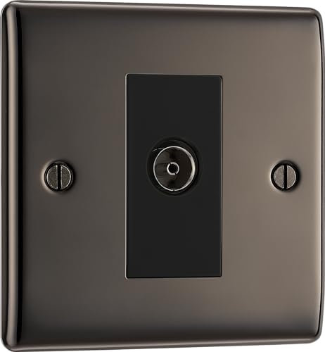 British General NBN62 Nexus Metal Black Nickel 1 Gang Isolated Co-Axial Socket
