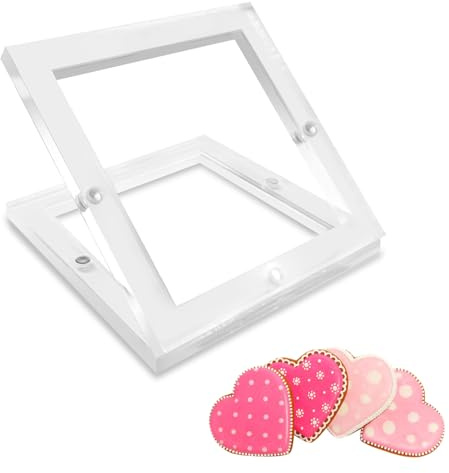 Acrylic Cookie Stencil Holder, 3.54x3.54 in Magnetic Cookie Stencil Frame for Royal Icing Sugar Cookie Stenciling Airbrushing, Acrylic Cooking Decorating Tool, Stencils Helper