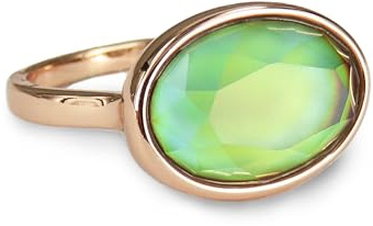 FUN JEWELS Rotgoldener Stimmungsring für Damen, facettierter Kristall, oval, Farbwechsel, Stimmungsstein, minimalistischer Statement-Schmuck, Kristall, Kein Edelstein (8)
