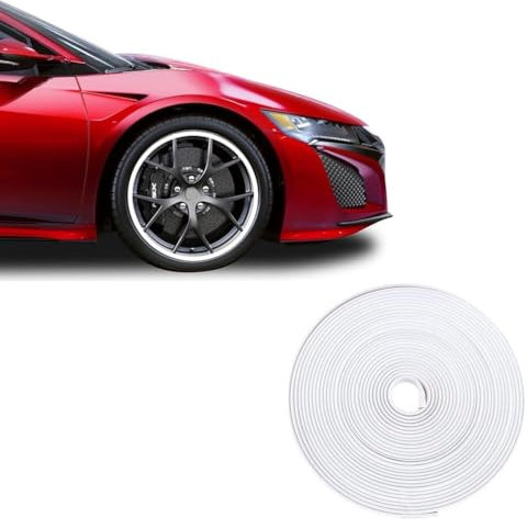 KOMUNJ 8m/Roll Car Alloy Wheel Protector Strips, Universal Vehicle Car Wheel Hub Rim Trim Guard, Fashionable Car Rim Tire Scratch Resistance Tape, for Wheel Scratch Prevention, White, One size