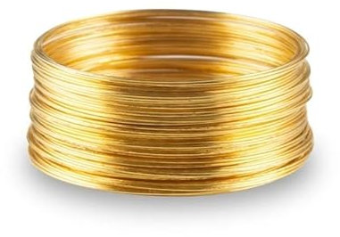 TAIGUHUI Stahlseil 50 Schleifen/1 Rolle Metalldraht Memory-Stahldraht zur Schmuckherstellung, Perlenarmband, Ohrringe, Armreifen, Halskettenzugang Drahtseil(Gold)