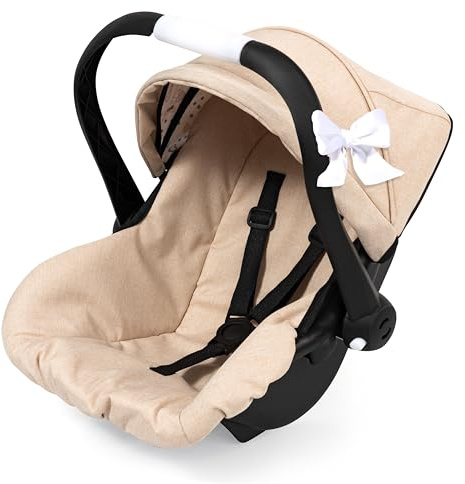 Bayer Design 67975AA Siège Auto pour poupées, siège pour poupons, avec Toit, poignée réglable, Ceinture, pour poupées jusqu'à 46 cm, Beige