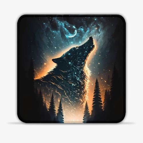 LJSPTU Gaming Mouse Pad Wolf Innocent Portable 20x20cm SU Cloth Surface Stitched Edges Foldable Non-Slip Base 360° Smooth Tracking for Esports, Compact for Travel Gaming Setup