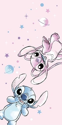 Jerry Fabrics Disney Stitch Beach Towel for Kids – 70x140 cm Lightweight Microfiber Polyester | Quick-Dry Towel for Beach, Pool or Bath | Vibrant Lilo & Stitch Design | Towel for Boys & Girls
