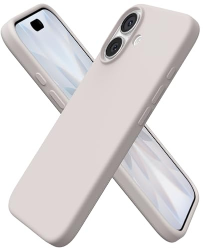 ORNARTO Fodral för iPhone 17 (6,3 tum) - i flytande silikon, fullt stötskydd, mjukt mikrofiberinteriör - stengrå