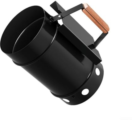 Cubo de encendido de carbón con mango ergonómico y diseño eficiente de flujo de aire para un arranque rápido de carbón durante la parrilla al aire libre (negro)