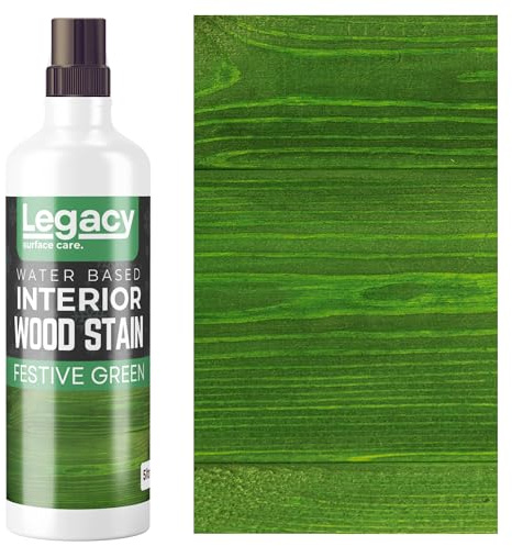 Legacy Surface Care Water Based Wood Stain (Gold Oak) – Fast Drying, Non-Toxic, Easy to Apply Wood Paint & Varnish for Indoor & Outdoor Furniture, Floors & Decking (Festive Green, 1ltr)