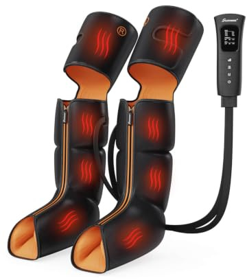 Leg Massager with Air Compression & Heating for Circulation & Pain Relief | Upgraded Zipper Design, 3-in-1 Heat & Compression for Foot Calf Thigh, 6 Modes 3 Intensities 3 Heat Levels, Compression Boots