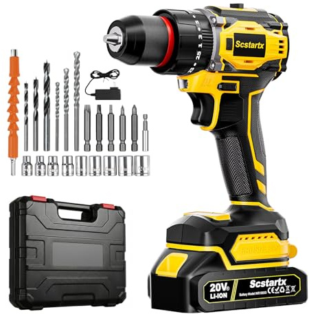 20V Taladro Atornillador Inalámbrico Sin Escobillas (3/8 pulgada) - Kit Compacto de 24 Piezas, Par Alto de 70Nm, 2.0Ah Batería Li-Ion para DIY Casero & Reparaciones de Apartamentos, Montaje de Muebles