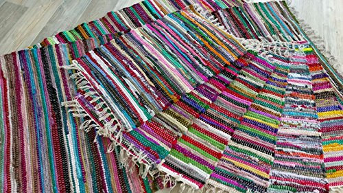 Fleckerl Handweb Teppich Kufstein Multicolor Flickenteppich Handwebteppich Fleckerlteppich 9 Größen 40x60, 60x120, 70x140, 90x160, 90x250, 90x340, 130x200, 170x240, 200x300 cm (90x250)