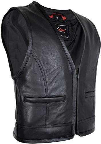 Gilet da biker in pelle con chiusura lampo.