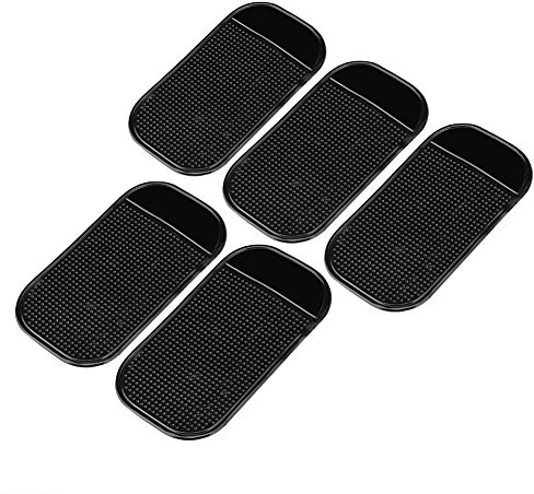 Anti-glid klibbig matta för bil 5 st klibbiga kuddar, återanvändbara, halkfria instrumentbrädor, bil, mobiltelefon, mynt 13 x 7 cm, svart