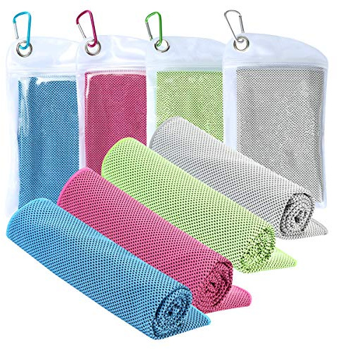 XJSGS Cooling Towels for Neck and Face,Microfiber Cooling Sports Gym Towel for,Gym, Yoga,Pilates Travel Camping & More (4 Packs)