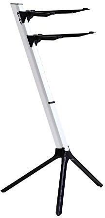 STAY - Supporto per tastiera, sottile, a 2 livelli, con bracci curvi nel livello superiore, colore: blu