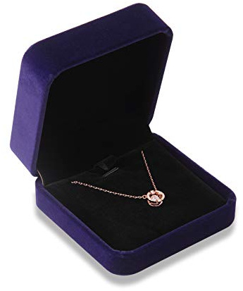 Bujingyun Sammet halsband hänge armband display box smycken presentaskar (blå färg)