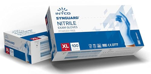 100 guanti in Nitrile senza polvere, senza lattice, ipoallergenici, certificati CE conforme alla norma EN455 guanti per alimenti guanti medici monouso (XL)