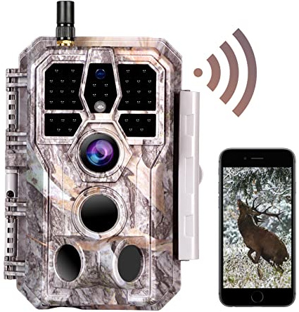 WLAN vildkamera wifi vilddjurskamera mörkerseende kamera fotofälla 32 MP 1296P anslutning druk app Bluetooth-antenn med mörkerseende rörelsedetektor (grå-280 x 1)