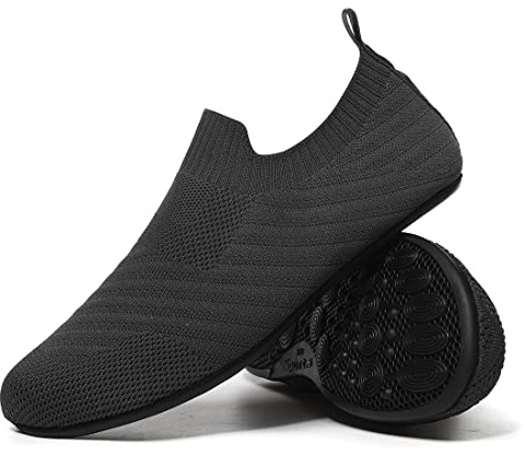 SLEVEL Lightweight Non Slip Travel Indoor Grip House Slipper Socks Unisex Adult Around The House Floor Home Shoes for Women Men (SL20005AllGray41)