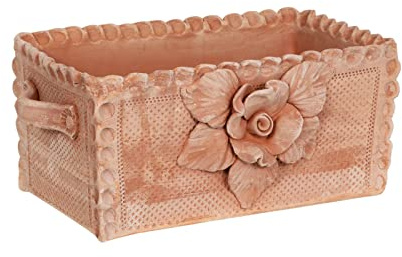 Biscottini vaso terracotta rettangolare 42x25x17 cm | Coprivaso da esterno Made in Italy | Vasi da esterno grandi