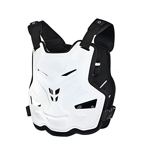 MAOTN Motocross rüstungsweste,atmungsaktive Reitsport rückenprotektor Motorrad Kleidung,Verstellbarer brustpanzer MTB,Outdoor Sport rüstungsschutz für Erwachsene,White,One Size