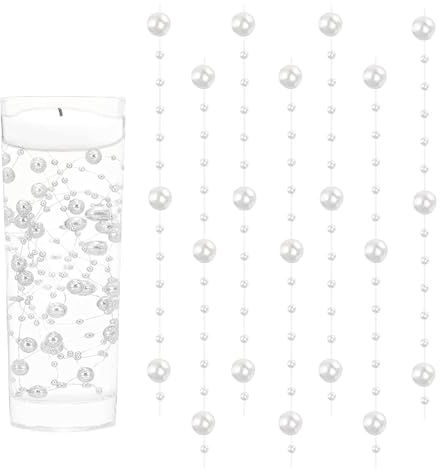 GEFIRE 18 Pezzi Perle Bianco 1.2M Floating Pearls Beads Centrotavola Natalizio Perle Galleggianti per Vasi per Vaso Riempitivo per Bottiglie d'Acqua Matrimonio Decorazione Centrotavola