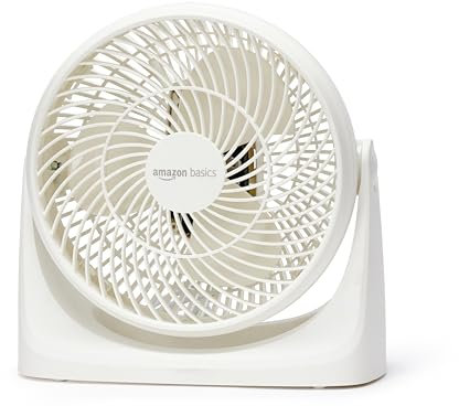 Amazon Basics Portable Desk Fan, 7 Inch Quiet Operation Cooling, 3 Speed Settings, 90° Variable Tilt, 15.49 x 27.3 x 27.69 cm, White