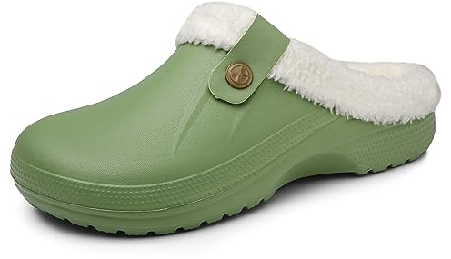 Meik Mangni Sabot Fourré Femme Homme Hiver Pantoufles Chaud Chaussons de Maison Peluche Imperméables Chaussures Jardin Intérieur et Extérieur Mules
