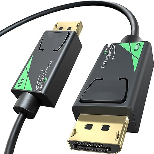 KabelDirekt – 8K / 60Hz DisplayPort Cable, DP 1.4 – 1m – Slim DP Cable with 4.5mm diameter, for Gaming PCs/Laptops, high-resolution 4K / 8K Gaming Monitors and ultra-fast 144Hz / 165Hz / 240Hz