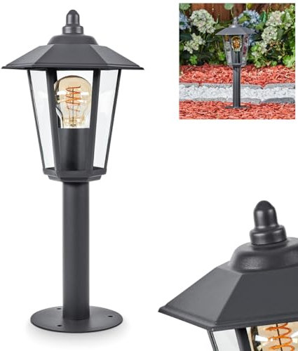Lampada da esterno Mosca, base in metallo/vetro in antracite/chiaro, luce da sentiero, 43 cm IP44, 1 x E27, senza lampadina/e