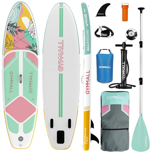 GYMMALL Stand Up Paddling Board, aufblasbares Sup Board für Erwachsene und Jugendliche aller Könnensebenen, Blow Up Paddleboards mit breiter, rutschfester Deck, Premium-Zubehör und Aufbewahrungstasche