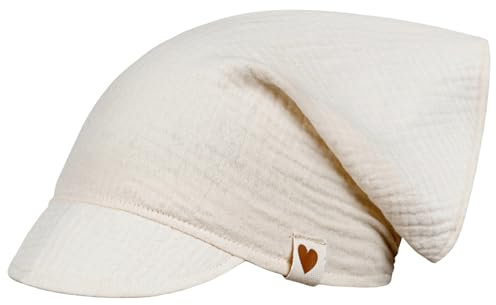 Kopftuch Mütze Schirmmütze Mädchen Sommer Baumwolle Musselin, Bekleidungsgröße: 50-52, Farbe: Creme