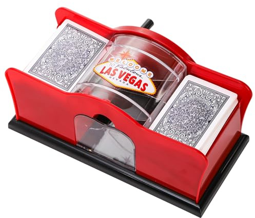 Frcctre Barajador manual de cartas de 2 barajas con manivela, barajador de cartas para Blackjack, UNO, Poker, máquina de distribuidor de cartas, mezclador manual de cartas de casino, barajadores de