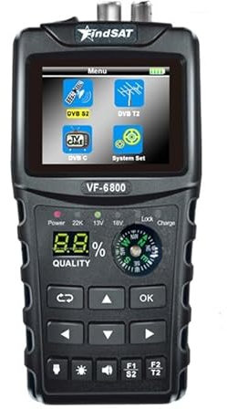 VF-6800P - Medidor satelital compatible con DVB-T2/DVB S2/DVB C Combo Sat Meter para receptor de TV satelital DVD T2 sintonizador