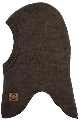 Mikk-line slip-mössa baby & barn av merinoull – varm halsduk mössa och balaclava barn – 1-lagers balaclava & hjälmhatt – andningsbar ullmössa för vinter och övergång, Mörkbrun melerad, 0-3 Monate