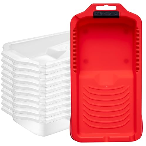 Mister Rui Paint Tray 4 Inch, 11 Pack, Small Paint Roller Tray, Plastic Tray with 10 Liners, Textured Disposable Trays for Painting Walls