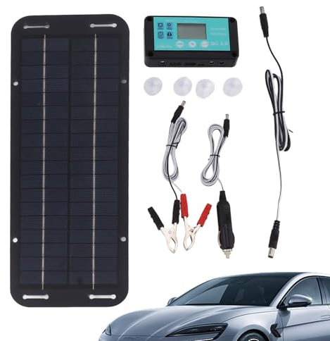 Pannello solare fotovoltaico – Kit di ricarica portatile impermeabile per auto – 12 V/24 V caricabatterie solare portatile RV con controller – kit di ricarica per moto