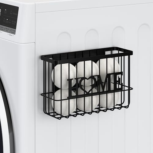 Dryer Ball Holder, Thipoten Magnetic Dryer Ball Storage for Laundry Room, Perfect Space Saver for Holding Dryer Balls of Various Sizes (Black)