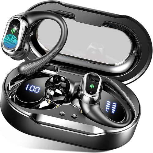 Wireless Earbuds, 50H Ear Buds Bluetooth 5.4 Headphones Sport with 4 ENC Noise Cancelling Mics, Wireless Headphones with Earhooks HiFi Stereo Deep Bass, Bluetooth Earphones IP7 Waterproof for Running