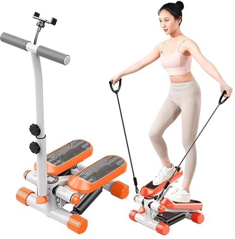 Swing Stepper für Zuhause, 2-in-1 Twist Stepper Hometrainer mit Power Ropes, Arm- & Beintrainer bis 120kg, inkl. LCD-Anzeige und Handyhalterung